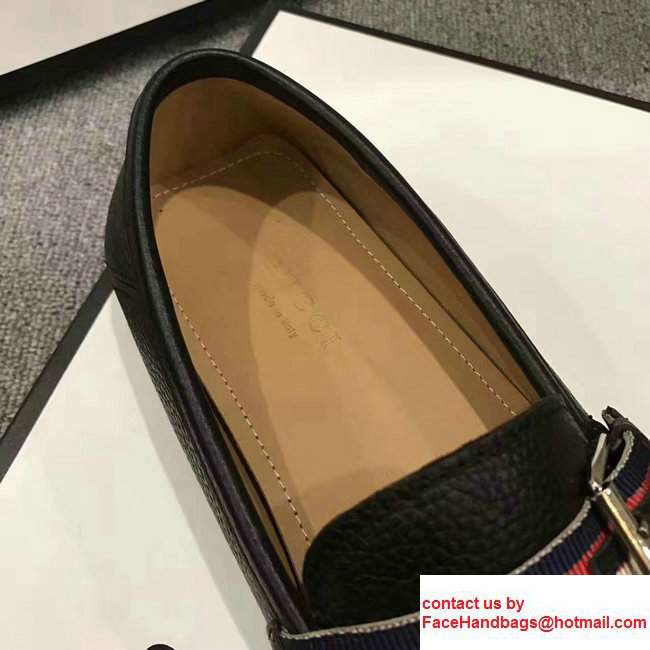 Gucci Grosgrain Driver With Sylvie Web Buckle Men's Shoes 473766 Black 2017 - Click Image to Close