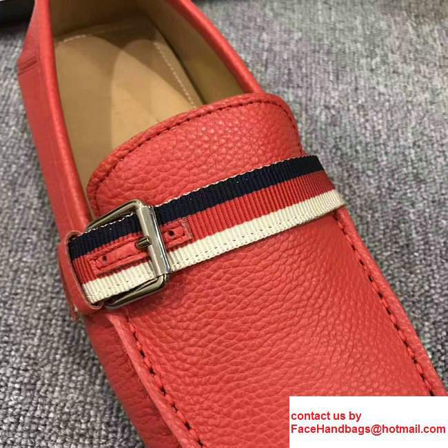 Gucci Grosgrain Driver With Sylvie Web Buckle Men's Shoes 473766 Red 2017 - Click Image to Close