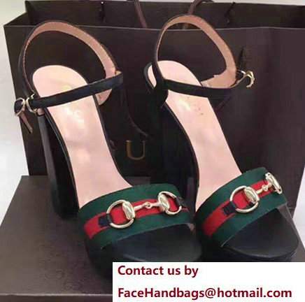 Gucci Heel 13cmHorsebitDetail Web With Platform Leather Scandal Black 2017 - Click Image to Close