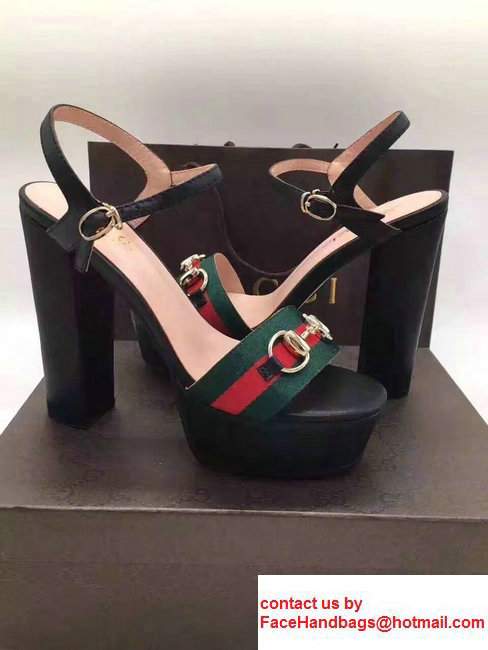 Gucci Heel 13cmHorsebitDetail Web With Platform Leather Scandal Black 2017 - Click Image to Close