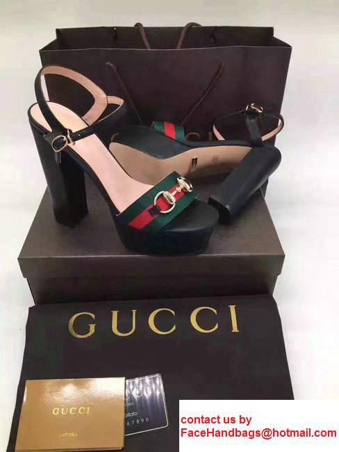Gucci Heel 13cmHorsebitDetail Web With Platform Leather Scandal Black 2017