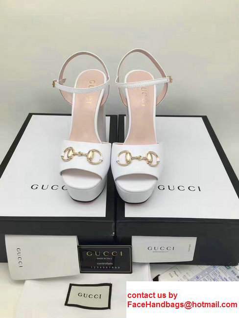 Gucci Heel 13cm Horsebit Detail With Platform Leather Scandal White 2017 - Click Image to Close