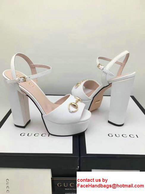 Gucci Heel 13cm Horsebit Detail With Platform Leather Scandal White 2017 - Click Image to Close