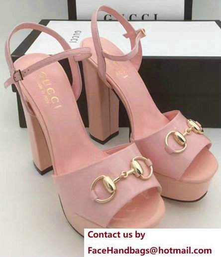 Gucci Heel 13cm Horsebit Detail With Platform PatentLeather Scandal Pink 2017 - Click Image to Close