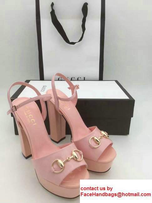 Gucci Heel 13cm Horsebit Detail With Platform PatentLeather Scandal Pink 2017 - Click Image to Close