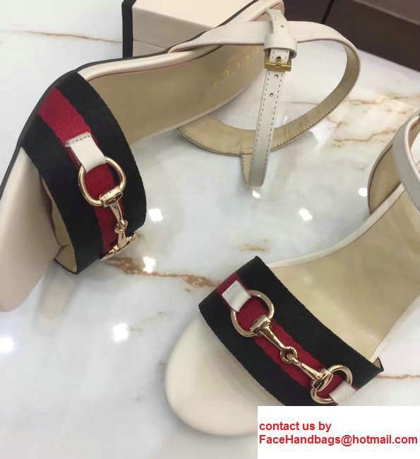 Gucci Heel 6cm Horsebit Detail Web Leather Scandals White 2017