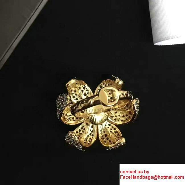Gucci Lily Flower With Petals Skull Detail Ring 434424 2017
