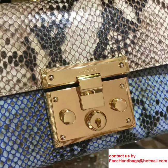 Gucci Padlock Python Pattern Leather Shoulder Small Shoulder Bag Gary/Blue 2017 - Click Image to Close