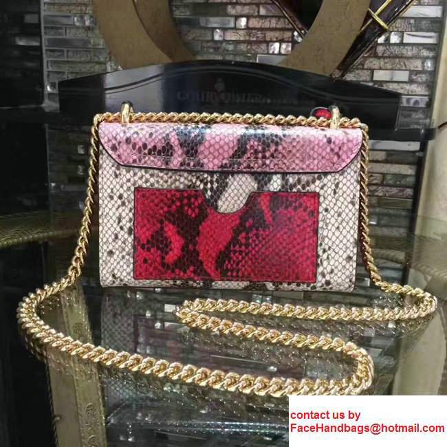 Gucci Padlock Python Pattern Leather Shoulder Small Shoulder Bag Pink/Gary 2017