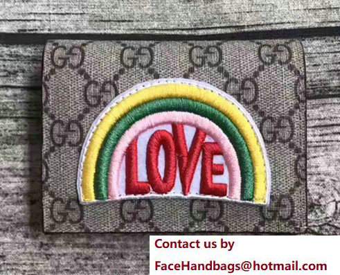 Gucci Rainbow LOVE Soft GG Supreme Zip Around Card Case 476412 2017 - Click Image to Close