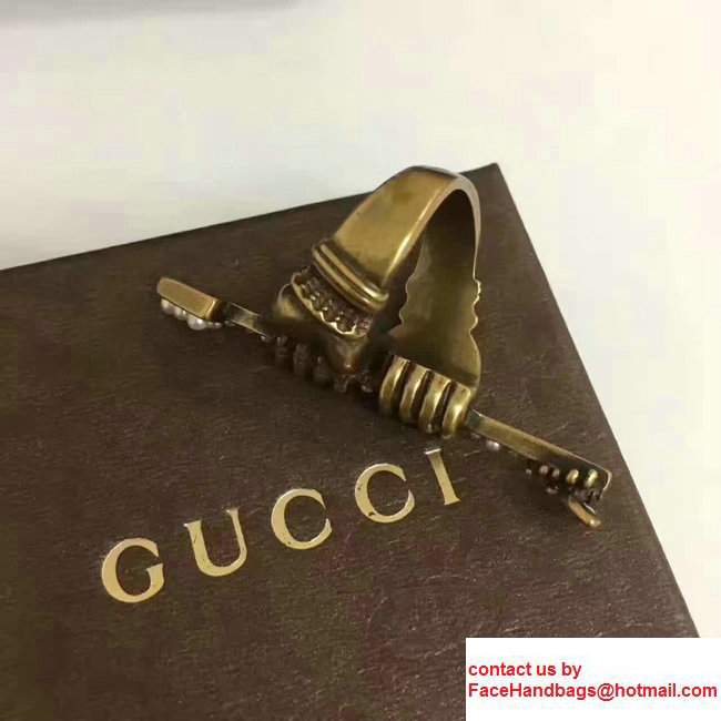 Gucci Ring With Hand And Arrow Motif Swarovski Crystals 445309 2017 - Click Image to Close