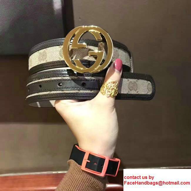 Gucci Supreme Canvas And Leather Reversible GG Belt Black 2017 - Click Image to Close