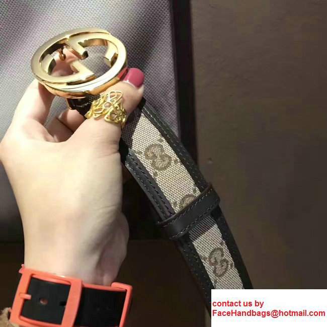 Gucci Supreme Canvas And Leather Reversible GG Belt Black 2017