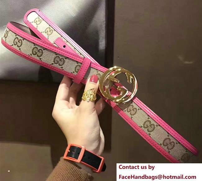 Gucci Supreme Canvas And Leather Reversible GG Belt Hot Pink 2017