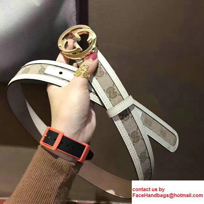 Gucci Supreme Canvas And Leather Reversible GG Belt White 2017 - Click Image to Close