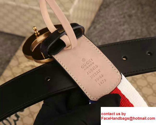 Gucci Width 4cm Web Interlocking G Buckle Belt 411924 Black - Click Image to Close
