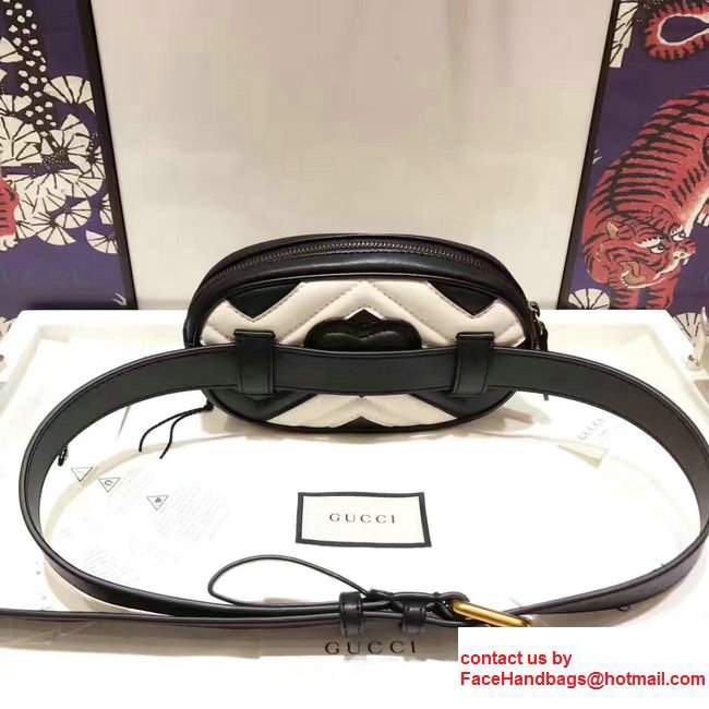 Guuci GG Marmont Matelasse Leather Belt Bag 476437 Black/White 2017 - Click Image to Close