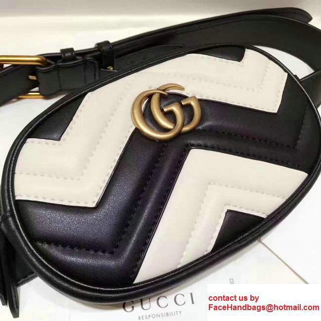 Guuci GG Marmont Matelasse Leather Belt Bag 476437 Black/White 2017 - Click Image to Close