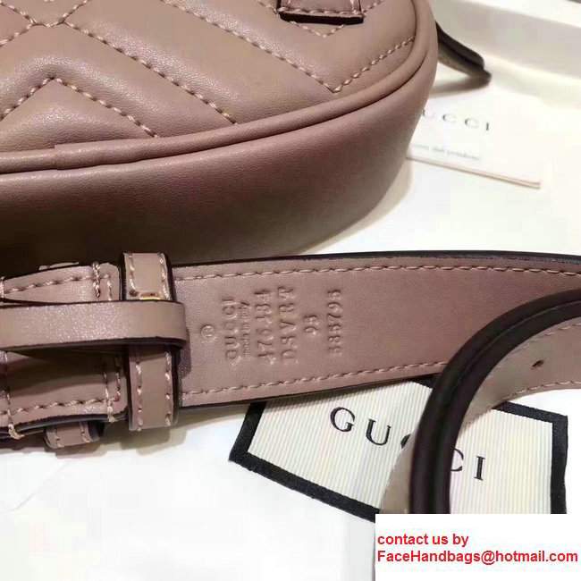 Guuci GG Marmont Matelasse Leather Belt Bag 476437 Nude Pink 2017