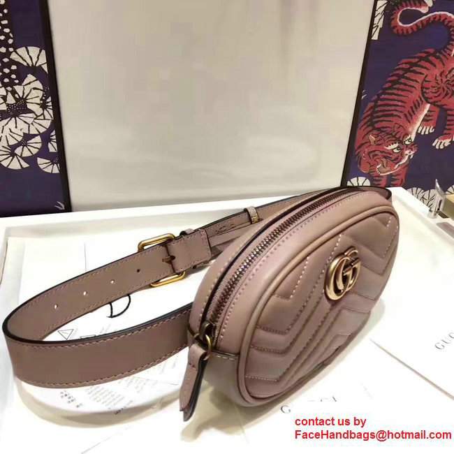Guuci GG Marmont Matelasse Leather Belt Bag 476437 Nude Pink 2017 - Click Image to Close