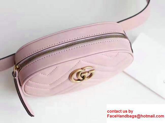 Guuci GG Marmont Matelasse Leather Belt Bag 476437 Pink 2017 - Click Image to Close