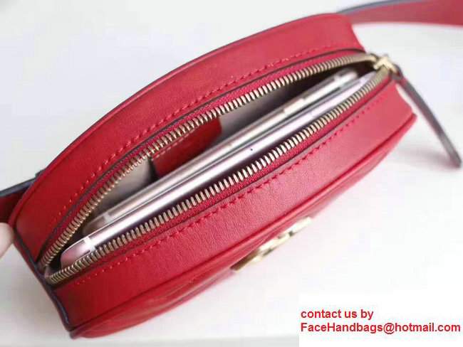 Guuci GG Marmont Matelasse Leather Belt Bag 476437 Red 2017 - Click Image to Close