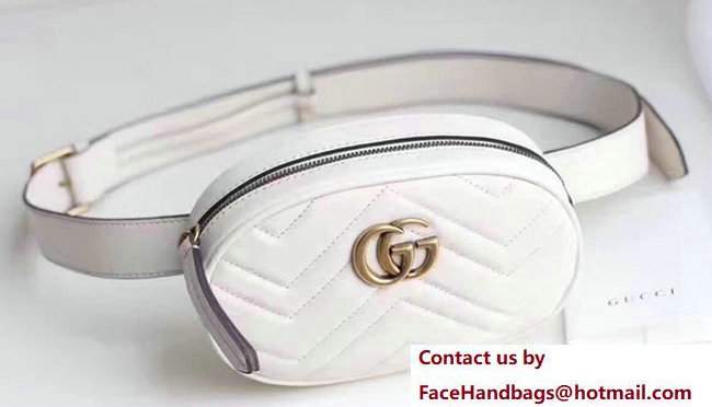 Guuci GG Marmont Matelasse Leather Belt Bag 476437 White 2017