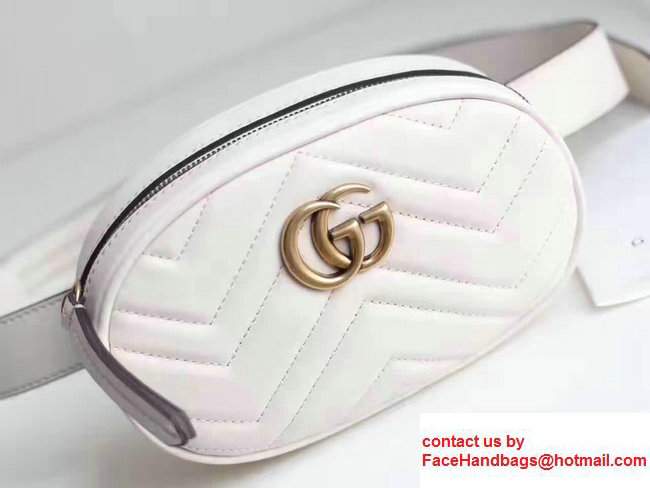 Guuci GG Marmont Matelasse Leather Belt Bag 476437 White 2017