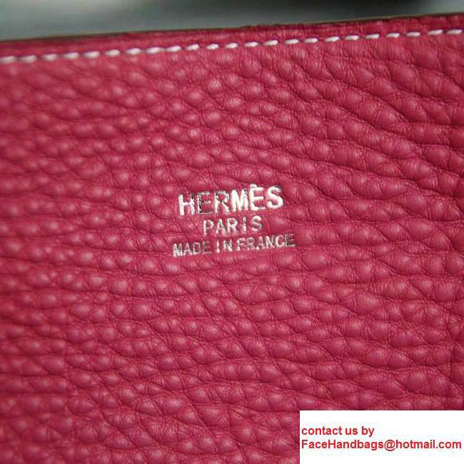 Hermes Double Sens Shopping Medium Tote Bag In Original Togo Leather Hot Pink/Gary - Click Image to Close