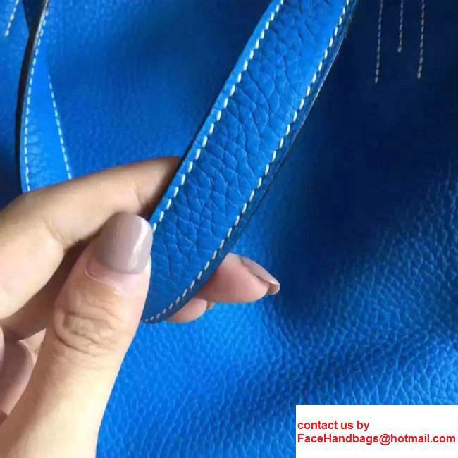 Hermes Double Sens Shopping Tote Bag In Original Togo Leather Blue