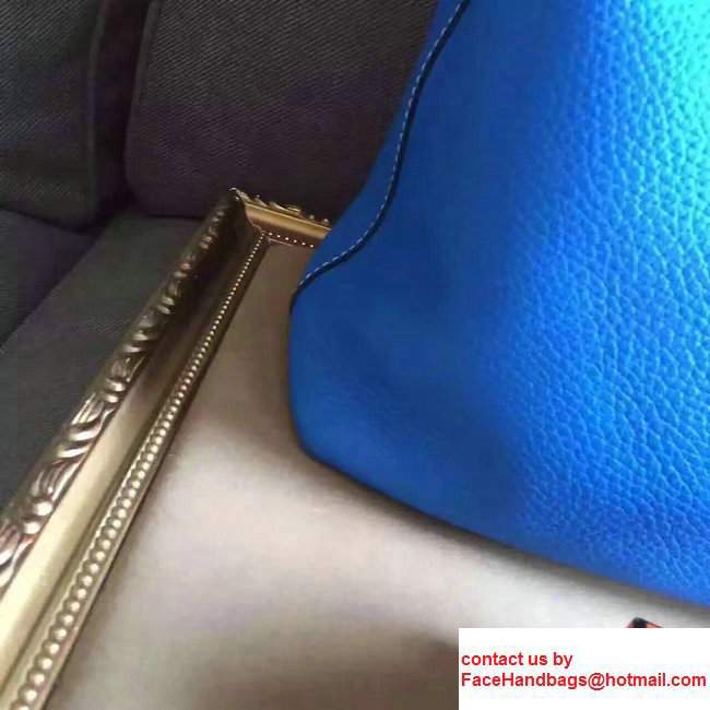 Hermes Double Sens Shopping Tote Bag In Original Togo Leather Blue - Click Image to Close