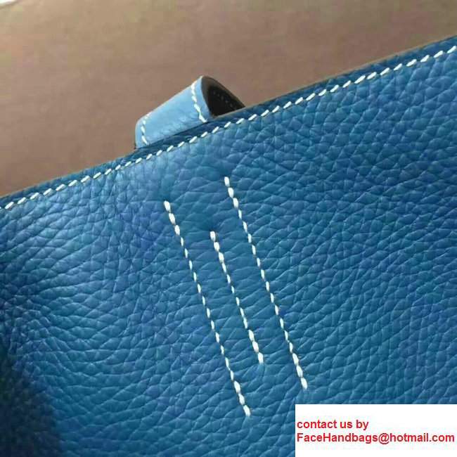 Hermes Double Sens Shopping Tote Bag In Original Togo Leather Dark Gary/Blue