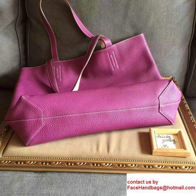 Hermes Double Sens Shopping Tote Bag In Original Togo Leather Pink/Purple - Click Image to Close
