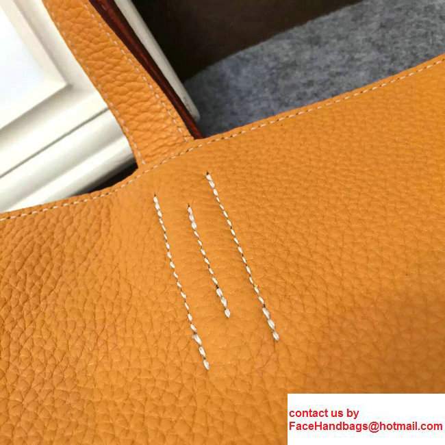 Hermes Double Sens Shopping Tote Bag In Original Togo Leather Yellow/Orange