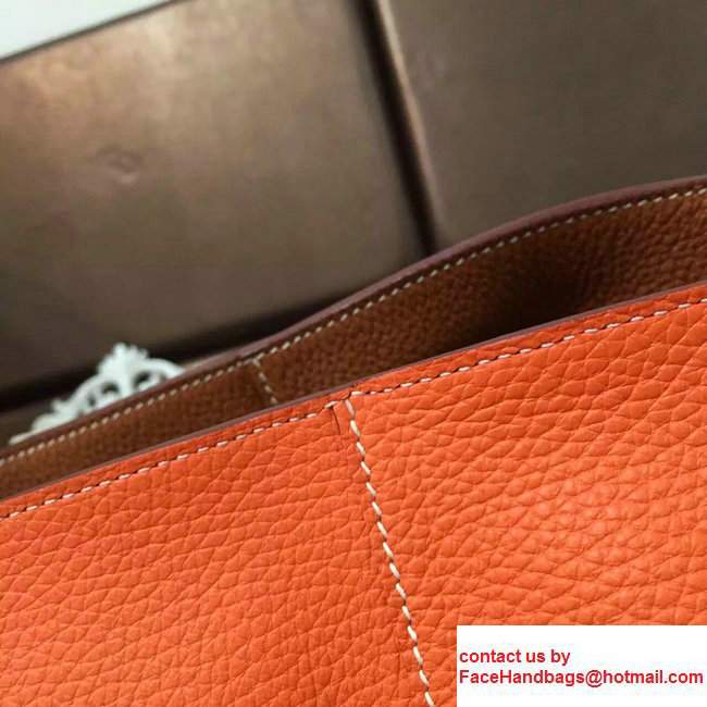 Hermes Double Sens Shopping Tote Bag In Original Togo Leather Yellowish Brown/Orange