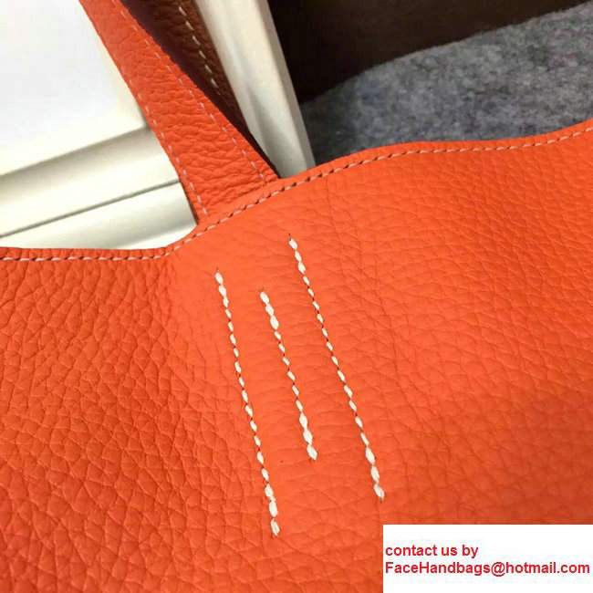 Hermes Double Sens Shopping Tote Bag In Original Togo Leather Yellowish Brown/Orange