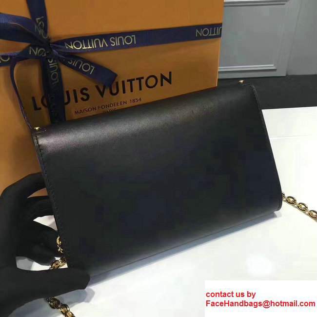 Louis Vuitton Calfskin Leather Sleek Lines Stud Detail Louise MM Shoulder Bag M54584 Black 2017