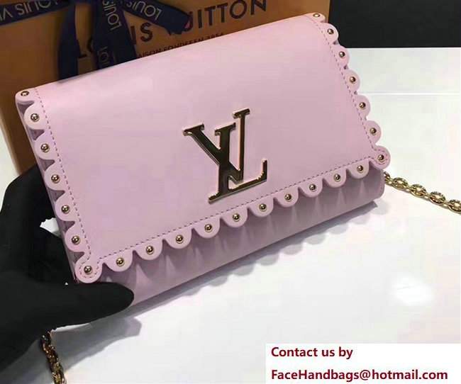 Louis Vuitton Calfskin Leather Sleek Lines Stud Detail Louise MM Shoulder Bag M54584 Pink2017 - Click Image to Close
