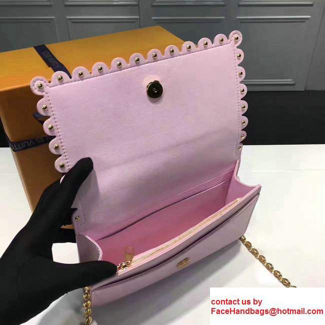 Louis Vuitton Calfskin Leather Sleek Lines Stud Detail Louise MM Shoulder Bag M54584 Pink2017