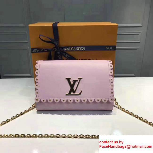 Louis Vuitton Calfskin Leather Sleek Lines Stud Detail Louise MM Shoulder Bag M54584 Pink2017 - Click Image to Close