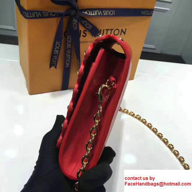 Louis Vuitton Calfskin Leather Sleek Lines Stud Detail Louise MM Shoulder Bag M54584 Red 2017