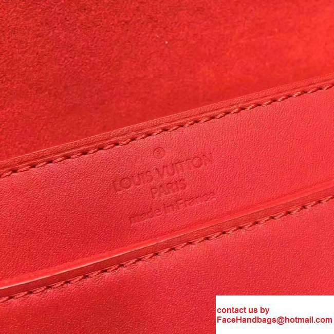 Louis Vuitton Calfskin Leather Sleek Lines Stud Detail Louise MM Shoulder Bag M54584 Red 2017 - Click Image to Close