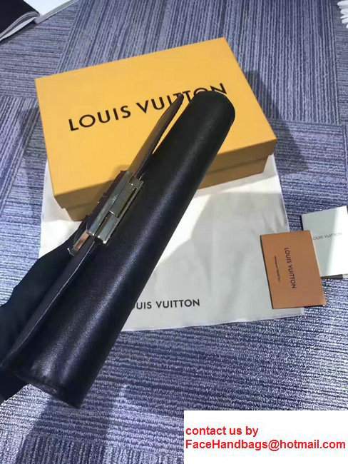 Louis Vuitton Calfskin Louise Initials Clasp Evening Clutch M42036 Black 2017 - Click Image to Close
