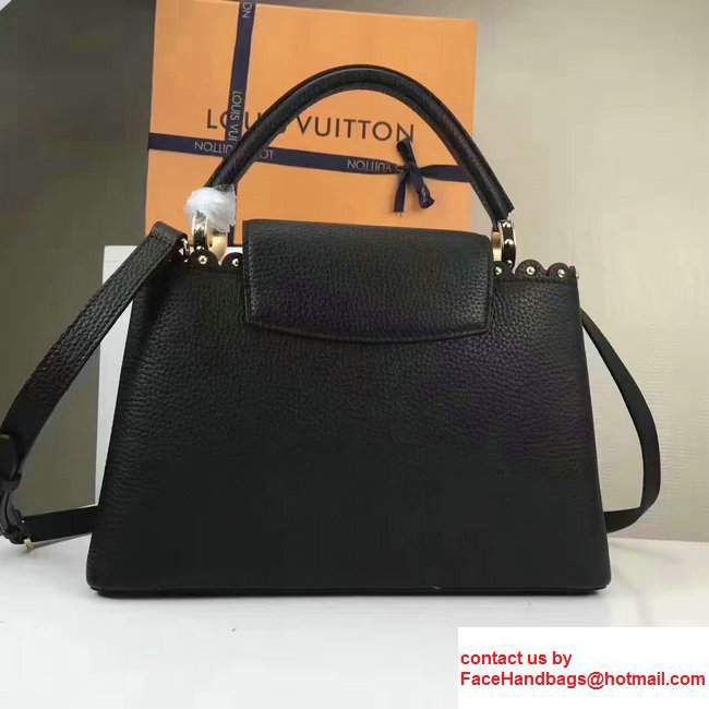 Louis Vuitton Grained Capucines PM Bag With Chiseled Edges M54565 Black 2017
