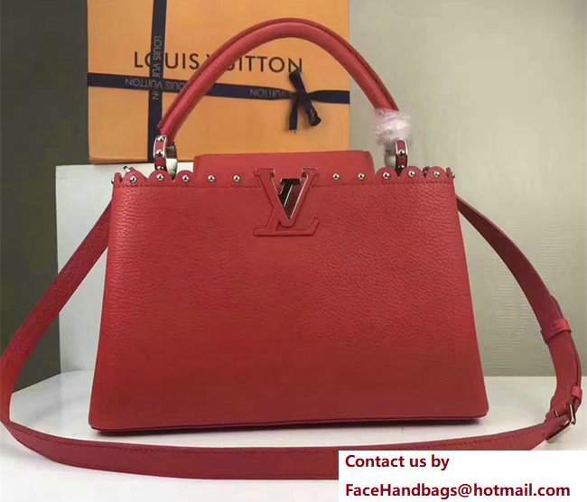 Louis Vuitton Grained Capucines PM Bag With Chiseled Edges M54565 Red 2017 - Click Image to Close