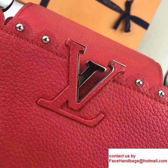 Louis Vuitton Grained Capucines PM Bag With Chiseled Edges M54565 Red 2017