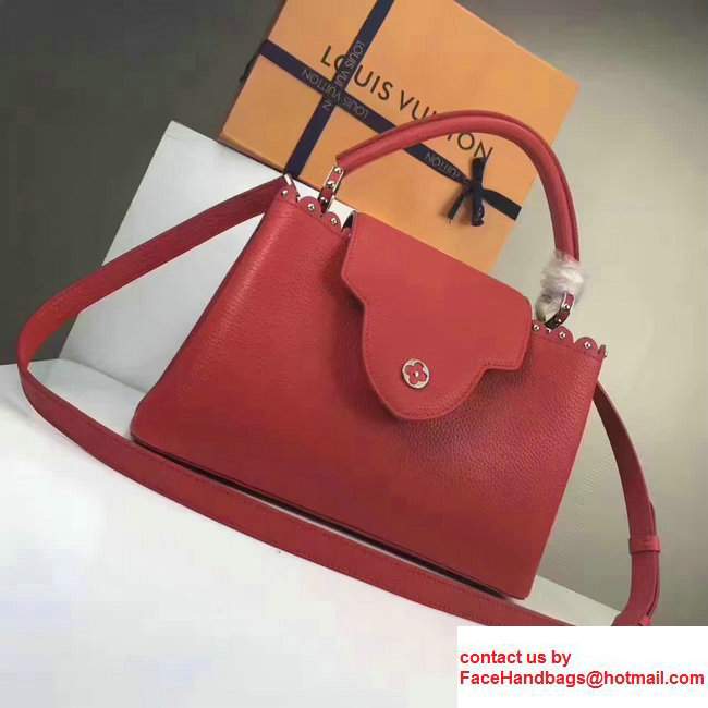 Louis Vuitton Grained Capucines PM Bag With Chiseled Edges M54565 Red 2017