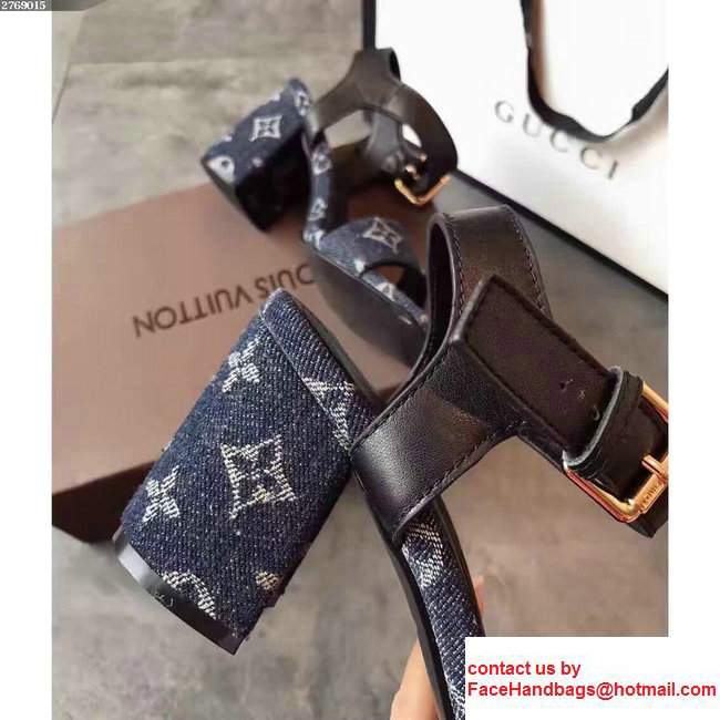 Louis Vuitton Heel 8cm Monogram Canvas Cloth Fabric Bloom Scandal 1A1J20 Blue 2017