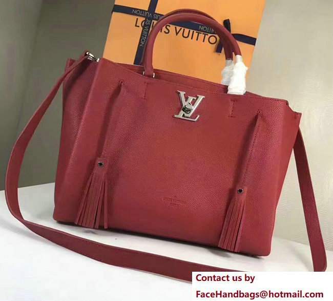 Louis Vuitton Lockmeto Epsom Calfskin Leather Tassel Design M54572 Red 2017
