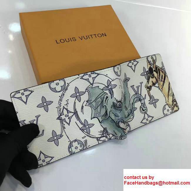 Louis Vuitton Monogram Canvas Multiple Wallet Zebra And Elephant Print M62607 White 2017 - Click Image to Close